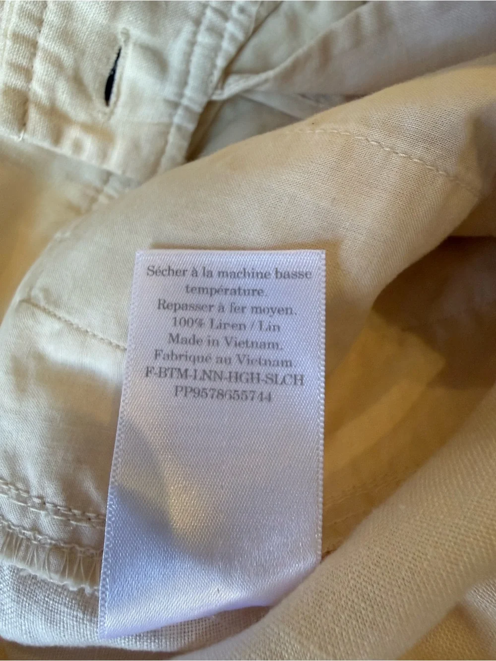Everlane Way High Drape Linen Pants size 0 cream